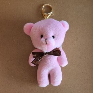 Pink and Gold Teddy Bear Bag Charm